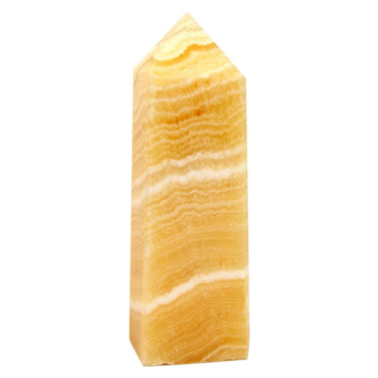 Orange Calcite Pointed Tower Honey Yellow Calcite Stone 4 Faceted Prism Healing Crystal Reiki Energy Therapy