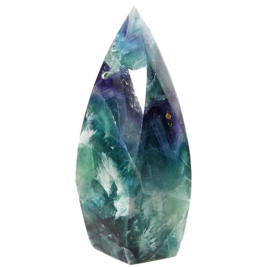 Rainbow Feather Fluorite Flame Pointed Tower Natural Crystal Healing Stone Colorful Fluorite Home Decor Figurine