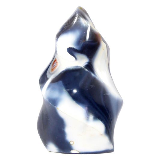 Orca Agate Black and White Crystal Flame Torch Point Tower Figurine Healing Reiki Stone Gemstone Mineral Home Decor Statue