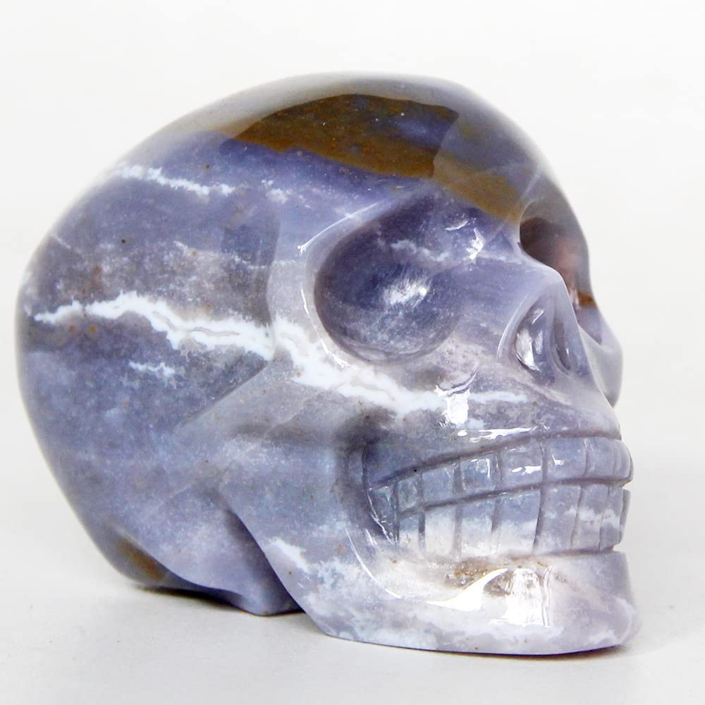 Ocean Jasper Skull Head OJ Hand Carved Figurine Healing Crystal Reiki Energy Stone