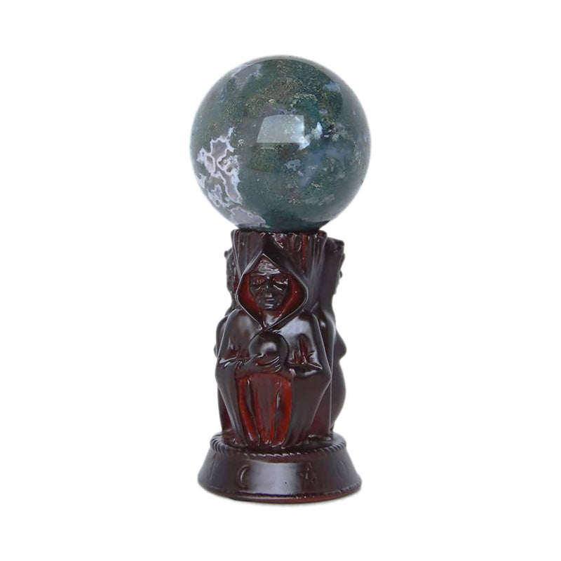 Moon Triple Goddess Crystal Sphere Ball Stand Display Base Holder