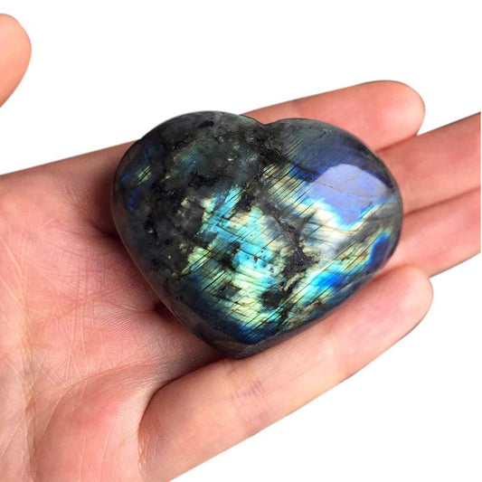 2" Heart Shaped Natural Labradorite Palm Stone