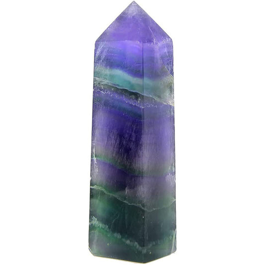 Large Colorful Fluorite Tower Crystal Healing Stone Pointed 4 Faceted Prism Meditation Therapy Reiki Chakra Home Decor