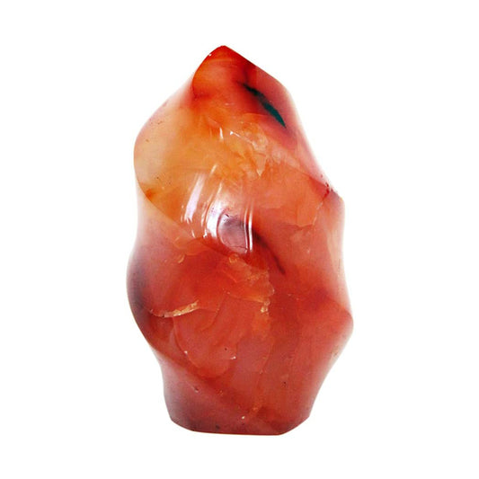 Carnelian Red Agate Carving Flame Torch Point Tower Figurine