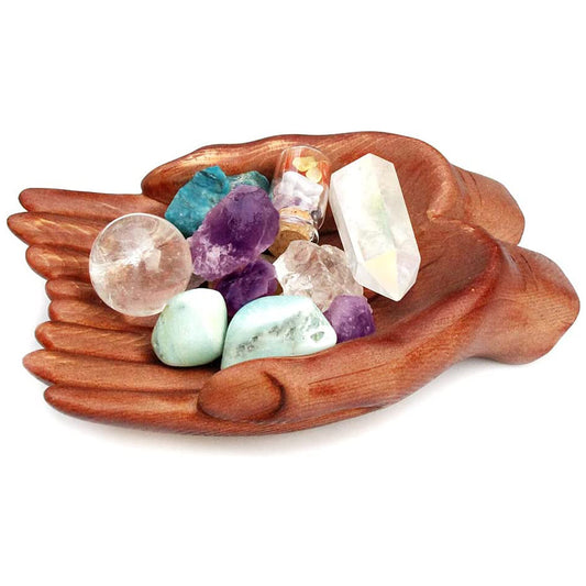 Wooden Crystal Quartz Tray Healing Crystals Stone Holder Storage and Organizer Jewelry Dish