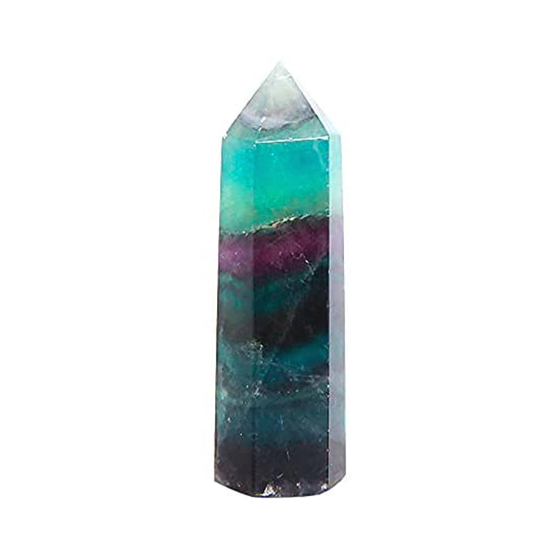 3" Natural Rainbow Fluorite Colorful Crystal Quartz Tower
