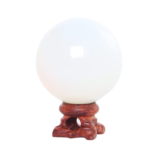 Opalite Stone Crystal Quartz Sphere with Wood Stand