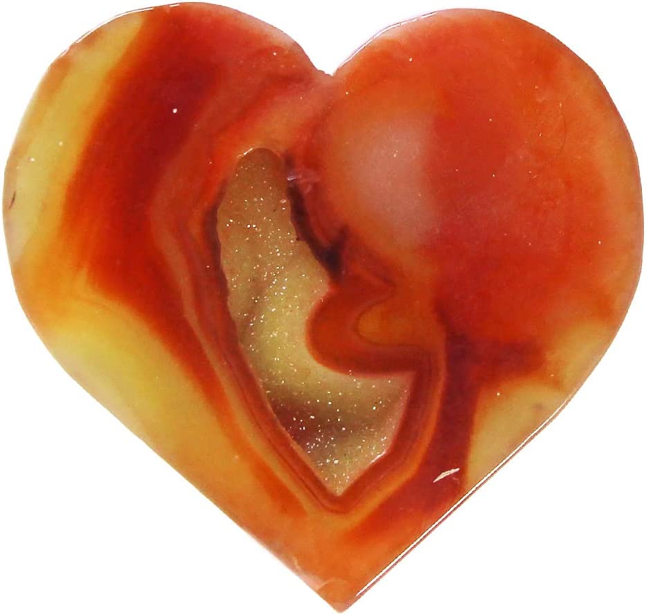 Large Carnelian Heart Shaped with Druzy Red Agate