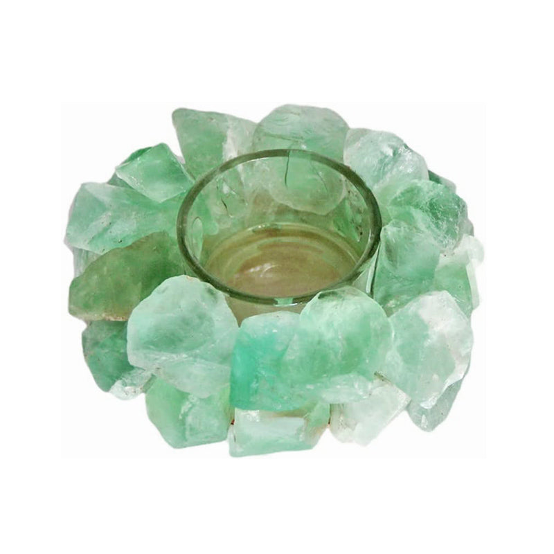 Green Fluorite Rough Stone Votive Candle Holder Tealight