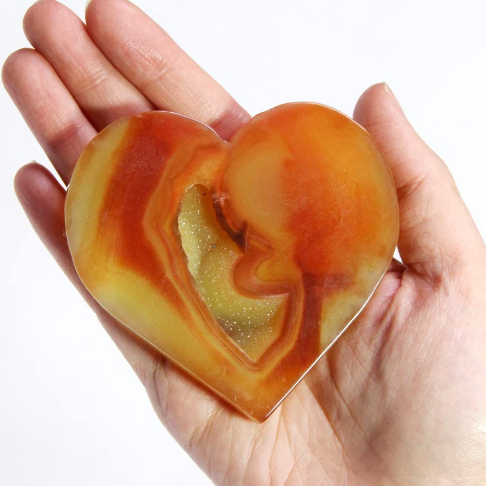 Large Carnelian Heart Shaped with Druzy Red Agate