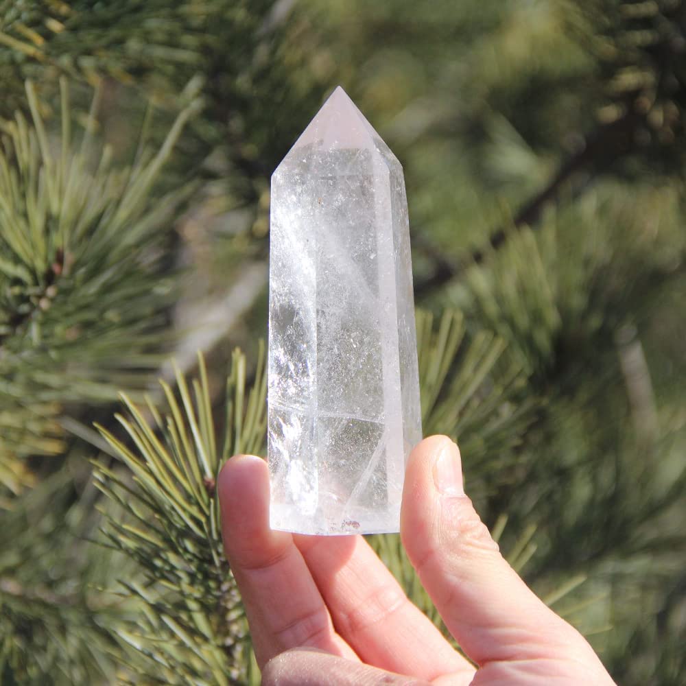 Clear Quartz Tower White Crystal Wand Healing Stone Point Faceted Prism Meditation Therapy Reiki Chakra