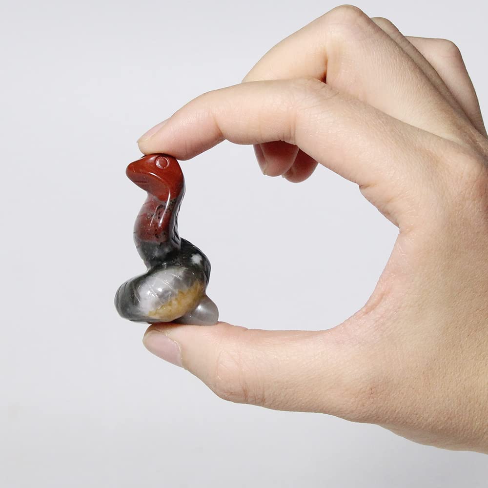 Snake Crystal Quartz Carving Gemstone Cobra Chakra Healing Hand-Carved Animal Figurine Home Decor Reiki Gifts