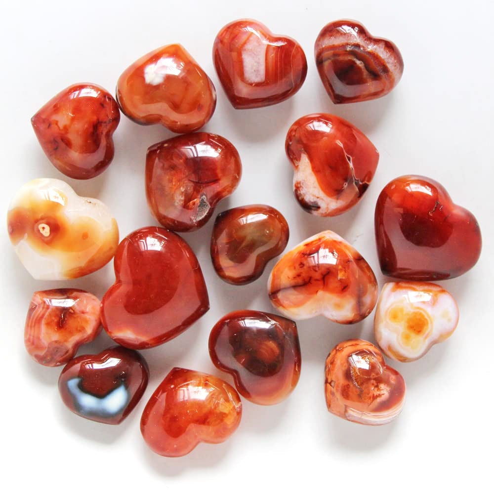 Heart Shaped Carnelian Red Agate Crystal Healing Root Chakra Reiki Polished Pocket Palm Stone