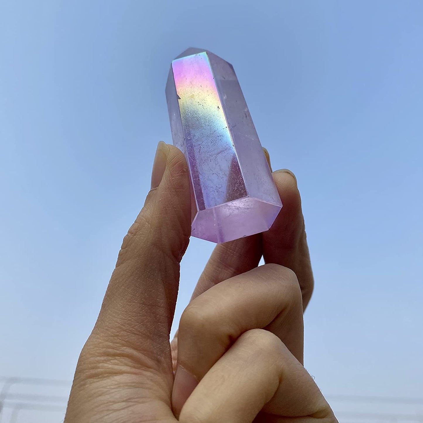Angel Aura Natural Crystal Quartz Tower Meditation Plating Crystal Wand