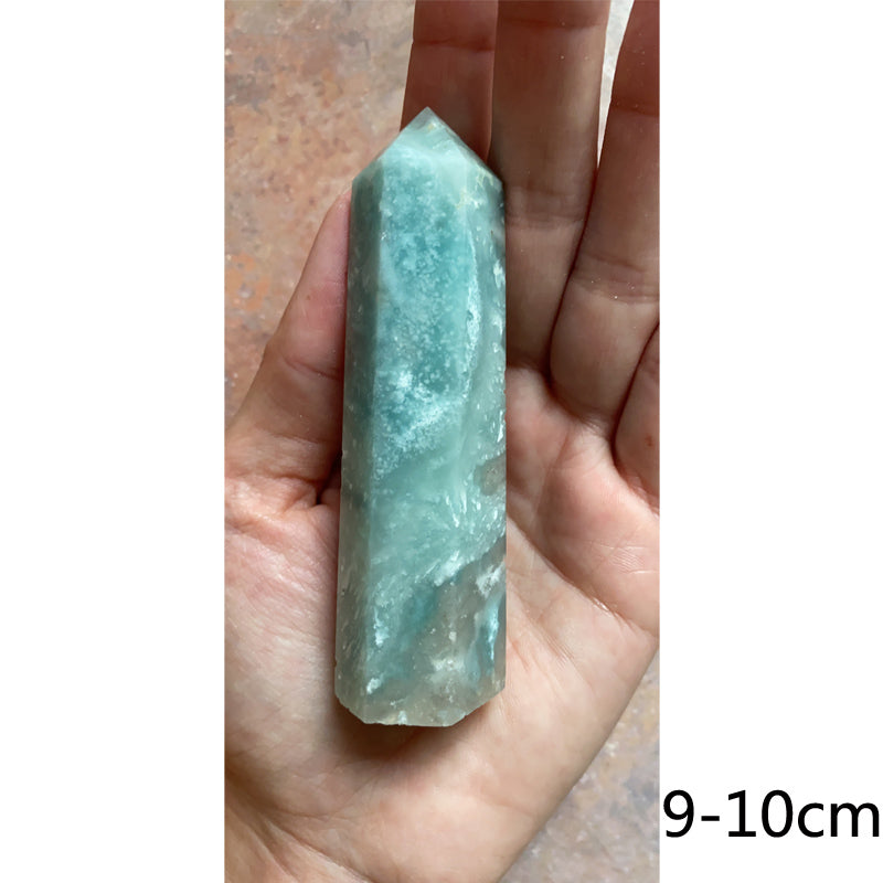 Natural Amazonite Stone Blue Calcite Crystal Quartz Tower